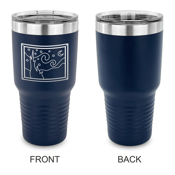 The Starry Night (Van Gogh 1889) 30 oz Stainless Steel Ringneck Tumblers - Navy - Single Sided - APPROVAL