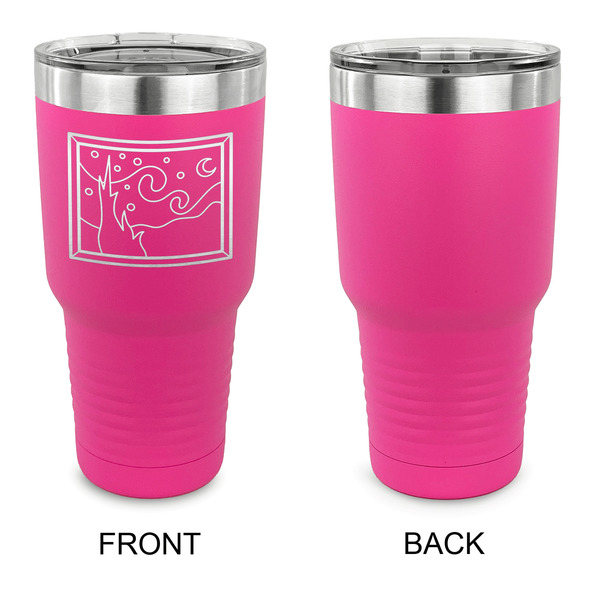 The Starry Night (Van Gogh 1889) 30 oz Stainless Steel Ringneck Tumblers - Pink - Single Sided - APPROVAL