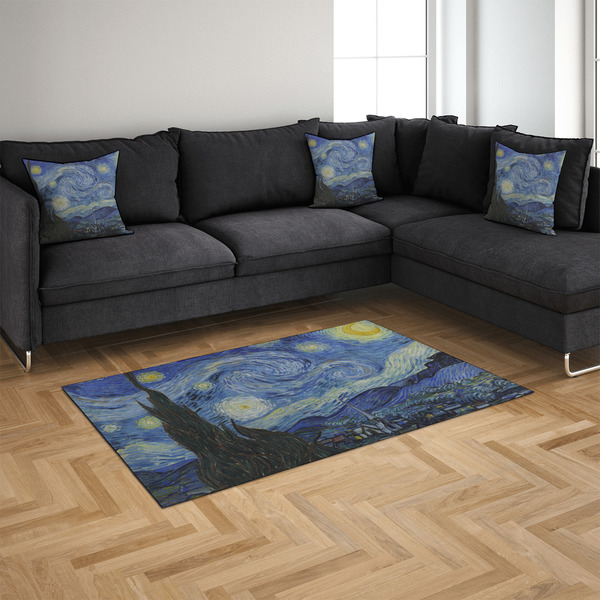 The Starry Night (Van Gogh 1889) 4'x6' Indoor Area Rugs - IN CONTEXT