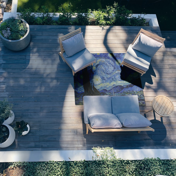 The Starry Night (Van Gogh 1889) 5'x7' Patio Rug - In context