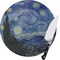 The Starry Night (Van Gogh 1889) Round Glass Cutting Board - Small