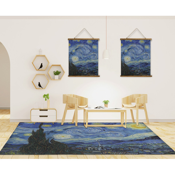 The Starry Night (Van Gogh 1889) 8'x10' Indoor Area Rugs - IN CONTEXT
