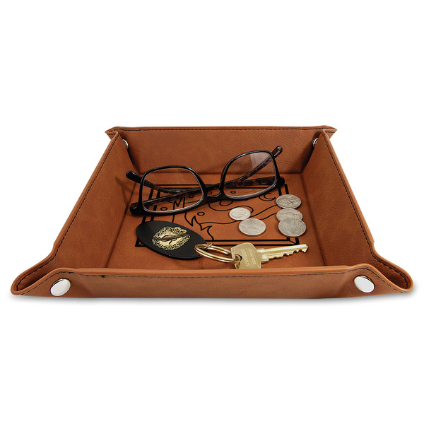 The Starry Night (Van Gogh 1889) 9" x 9" Leatherette Snap Up Tray - STYLED