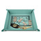 The Starry Night (Van Gogh 1889) 9" x 9" Teal Leatherette Snap Up Tray - STYLED