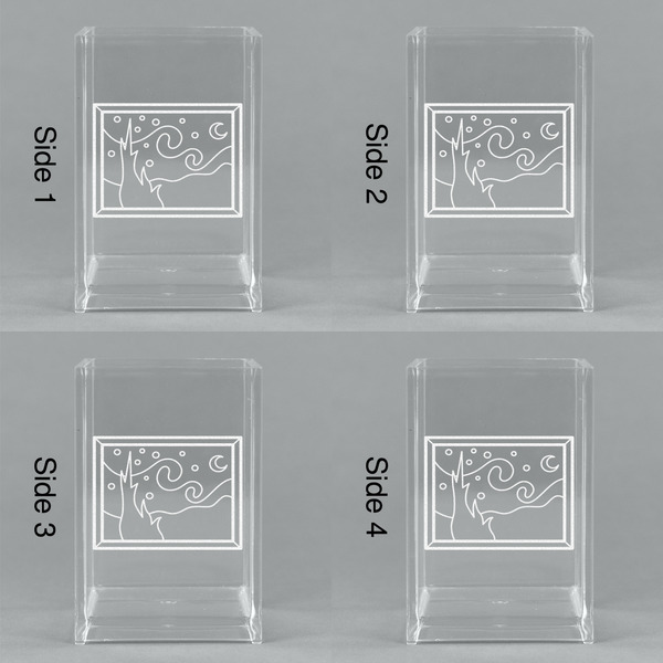 The Starry Night (Van Gogh 1889) Acrylic Pen Holder - All Sides