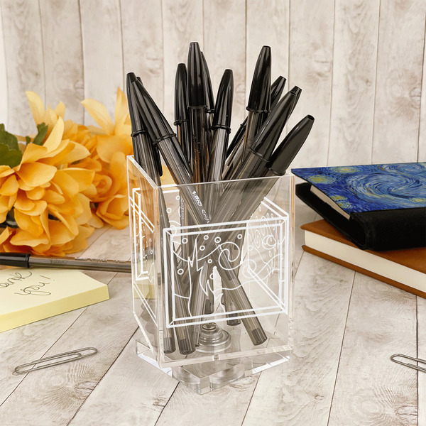 The Starry Night (Van Gogh 1889) Acrylic Pencil Holder - IN CONTEXT