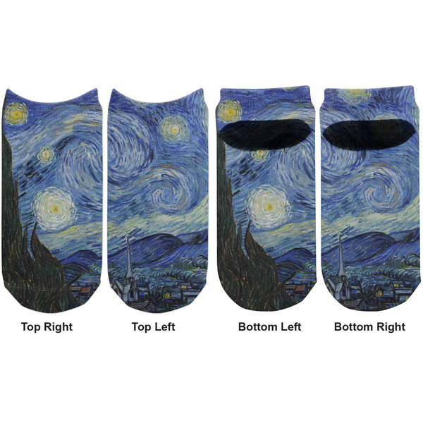 The Starry Night (Van Gogh 1889) Adult Ankle Socks - Double Pair - Front and Back - Apvl
