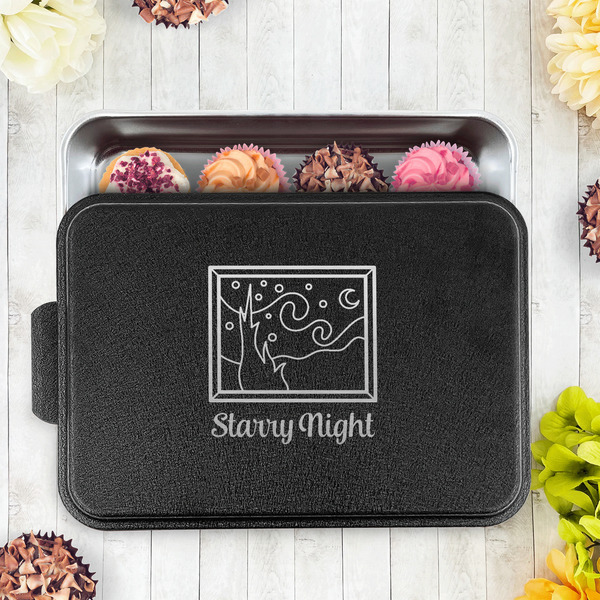 The Starry Night (Van Gogh 1889) Aluminum Baking Pan - Black Lid - LIFESTYLE