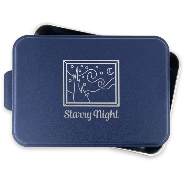 The Starry Night (Van Gogh 1889) Aluminum Baking Pan - Navy Lid - FRONT w/lid off
