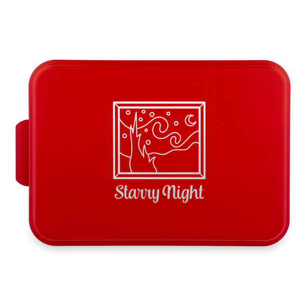 Custom The Starry Night (Van Gogh 1889) Aluminum Baking Pan with Red Lid
