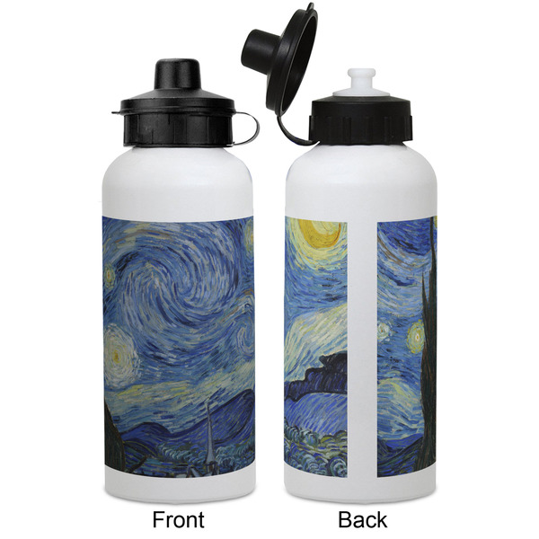 The Starry Night (Van Gogh 1889) Aluminum Water Bottle - White APPROVAL