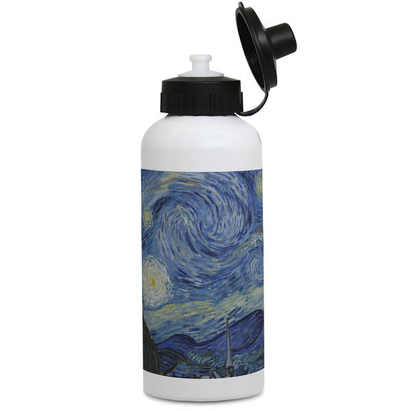 Custom The Starry Night (Van Gogh 1889) Water Bottles - Aluminum - 20 oz - White