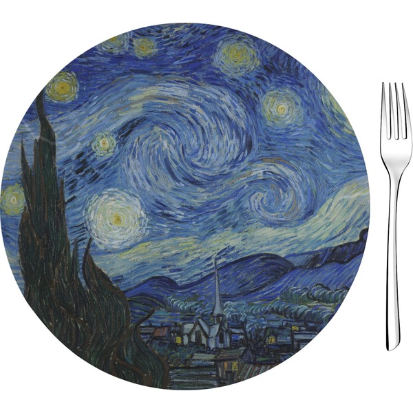Custom The Starry Night (Van Gogh 1889) 8" Glass Appetizer / Dessert Plates - Single or Set