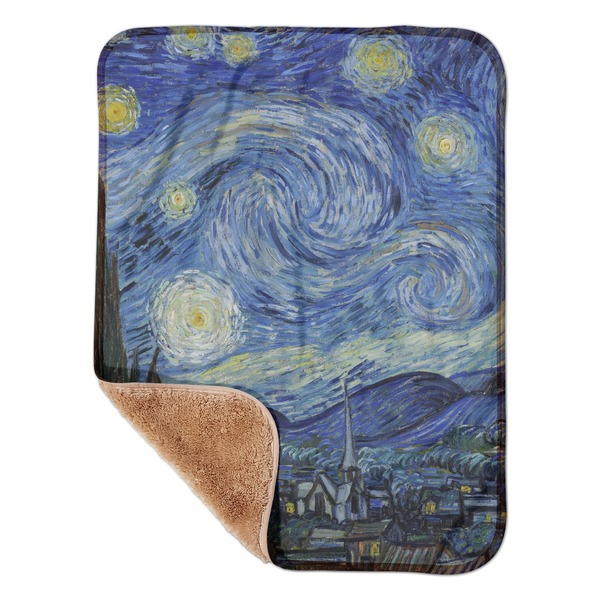 Custom The Starry Night (Van Gogh 1889) Sherpa Baby Blanket - 30" x 40"