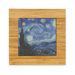 The Starry Night (Van Gogh 1889) Bamboo Trivet with Ceramic Tile Insert