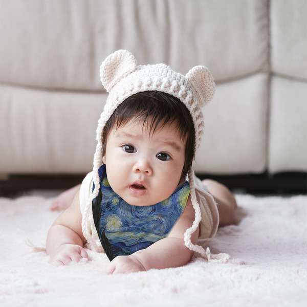 The Starry Night (Van Gogh 1889) Bandana Bib - (Lifestyle 2 girl)
