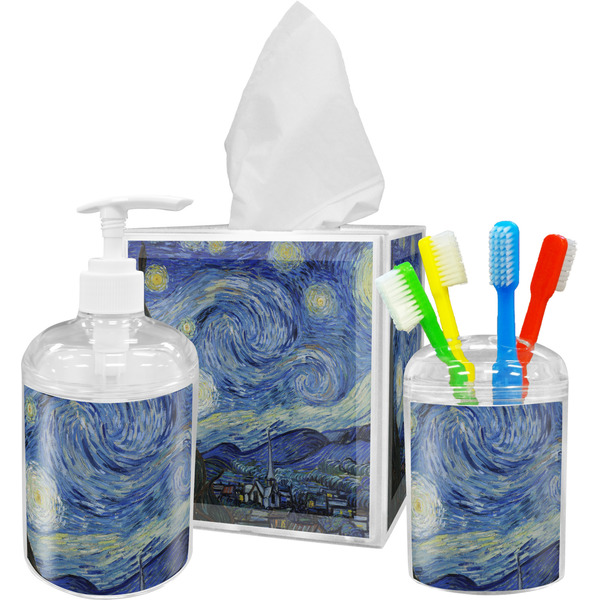 Custom The Starry Night (Van Gogh 1889) Acrylic Bathroom Accessories Set