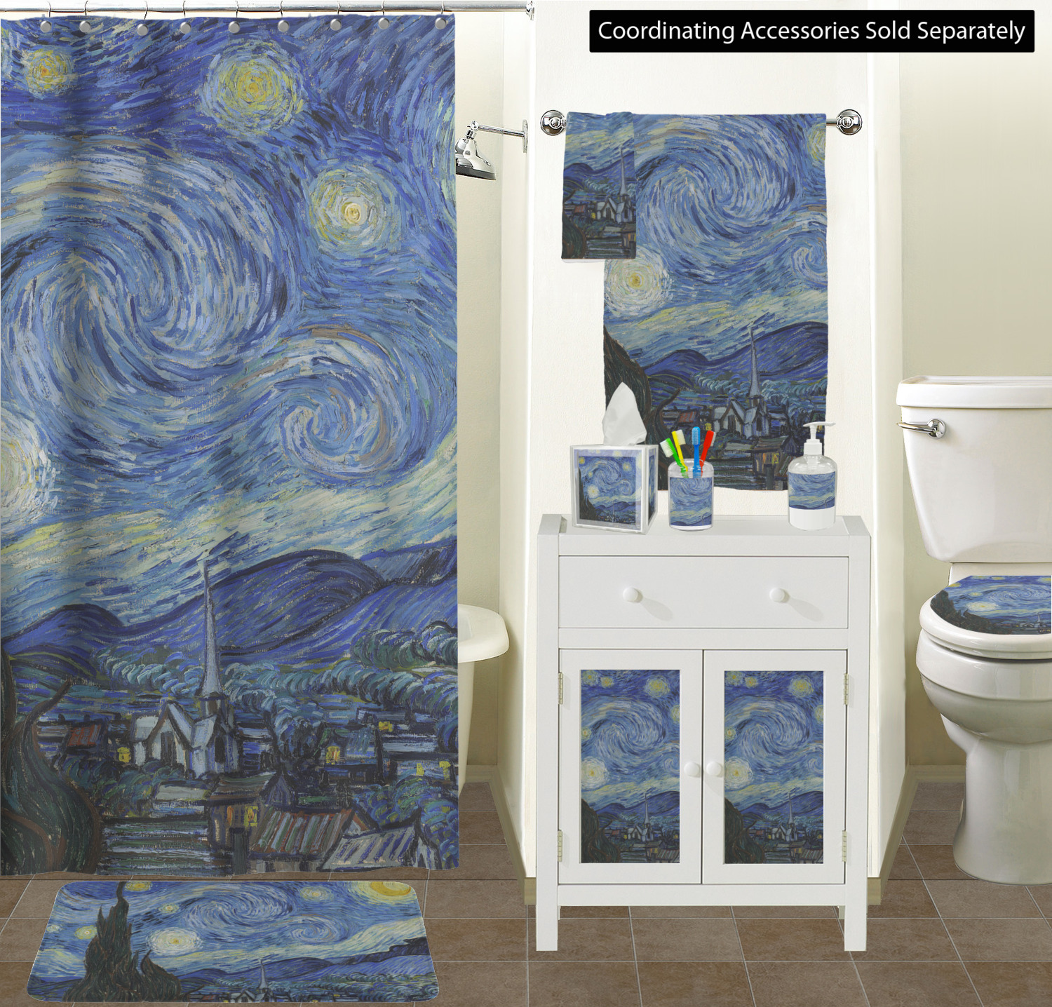 Custom The Starry Night (Van Gogh 1889) Acrylic Bathroom