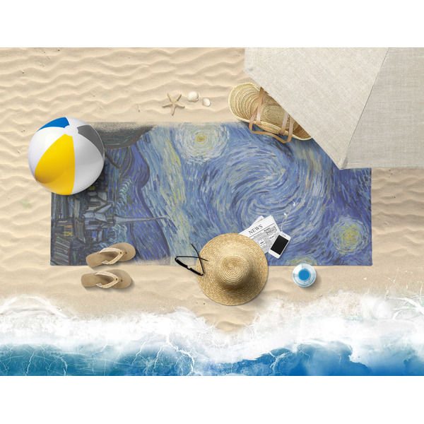 The Starry Night (Van Gogh 1889) Beach Towel Lifestyle