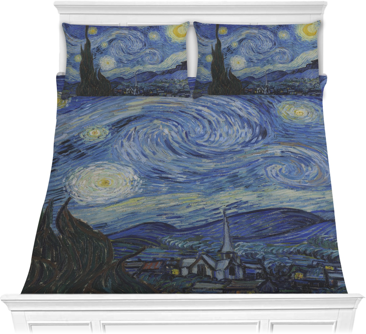 Roostery Pillow Sham 100% Cotton Sateen 30in x 24in Flange Sham Starry Night Van Gogh Painting Star Sky Fine Art Famous Print 