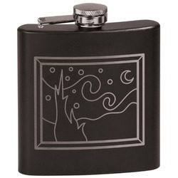 The Starry Night (Van Gogh 1889) Black Flask Set