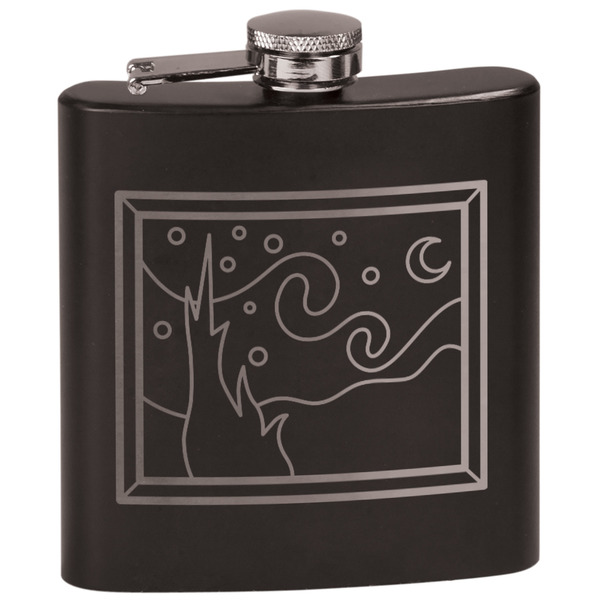 Custom The Starry Night (Van Gogh 1889) Black Flask Set