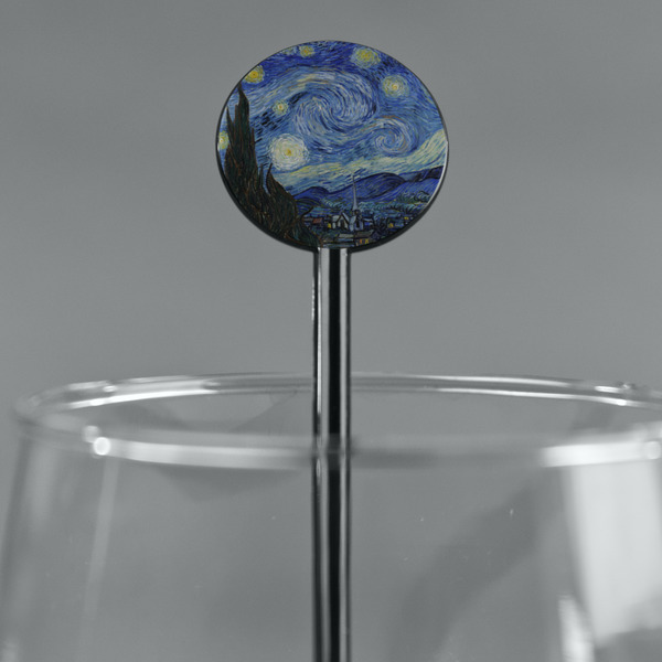The Starry Night (Van Gogh 1889) Black Plastic 5.5" Stir Stick - Round - Main