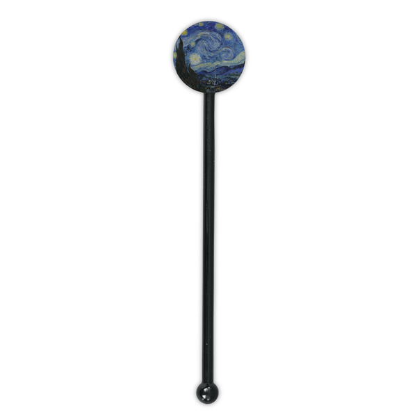 The Starry Night (Van Gogh 1889) Black Plastic 5.5" Stir Stick - Round - Single Stick