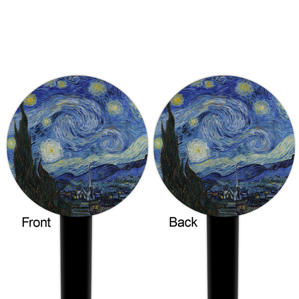 The Starry Night (Van Gogh 1889) Black Plastic 6" Food Pick - Round - Double Sided - Front & Back