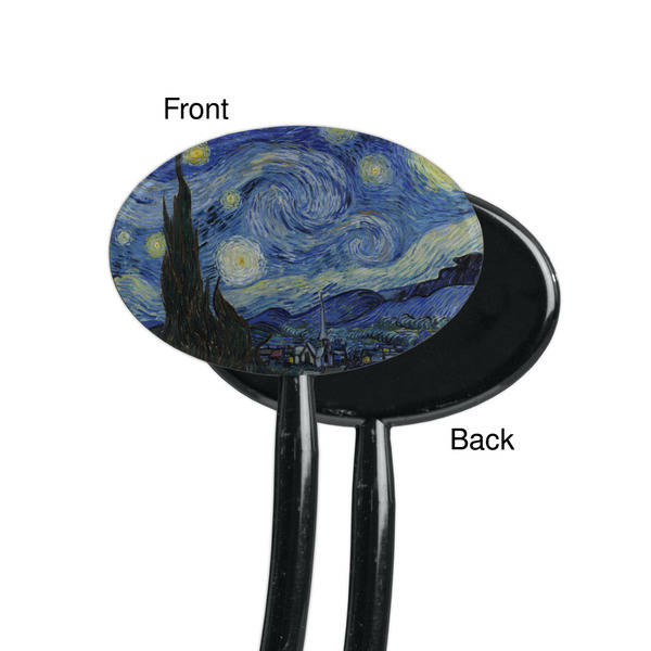 The Starry Night (Van Gogh 1889) Black Plastic 7" Stir Stick - Single Sided - Oval - Front & Back