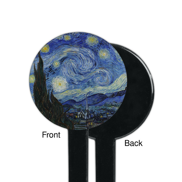 The Starry Night (Van Gogh 1889) Black Plastic 7" Stir Stick - Single Sided - Round - Front & Back