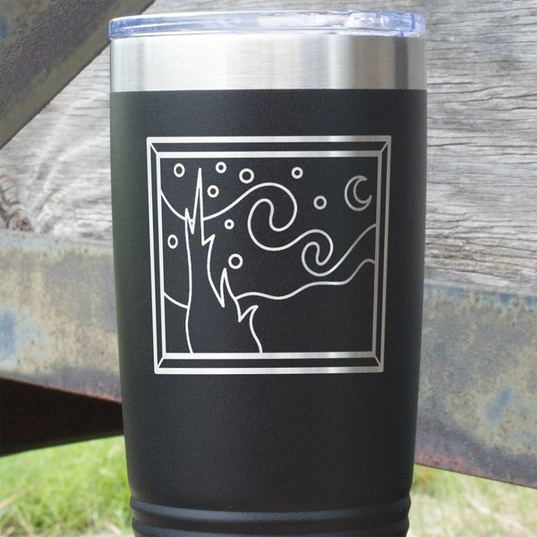 The Starry Night (Van Gogh 1889) Black Polar Camel Tumbler - 20oz - Close Up