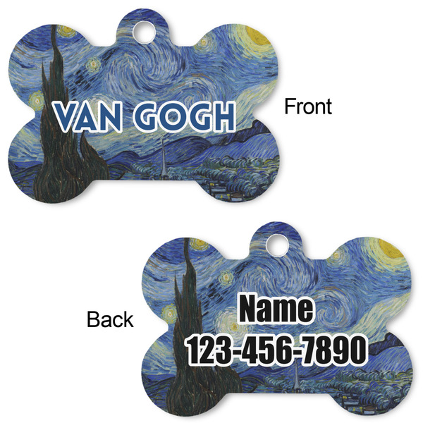 The Starry Night (Van Gogh 1889) Bone Shaped Dog ID Tag - Large - Approval