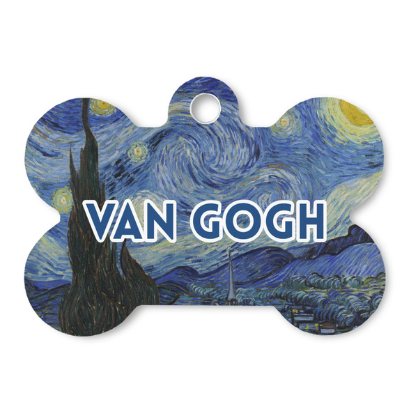 Custom The Starry Night (Van Gogh 1889) Bone Shaped Dog ID Tag - Large