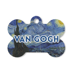 The Starry Night (Van Gogh 1889) Bone Shaped Dog ID Tag - Small