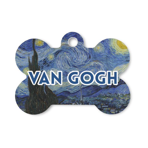 Custom The Starry Night (Van Gogh 1889) Bone Shaped Dog ID Tag - Small