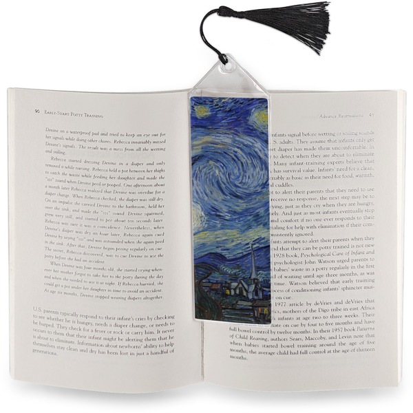The Starry Night (Van Gogh 1889) Bookmark with tassel - In book