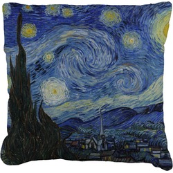 The Starry Night (Van Gogh 1889) Faux-Linen Throw Pillow 16"