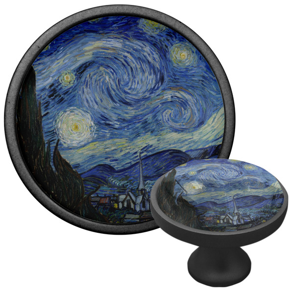 The Starry Night (Van Gogh 1889) Cabinet Knob - Black - Multi Angle