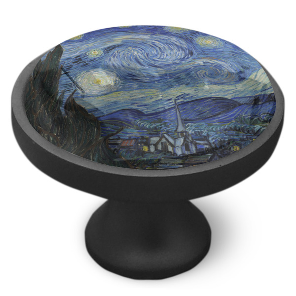 The Starry Night (Van Gogh 1889) Cabinet Knob - Black - Side