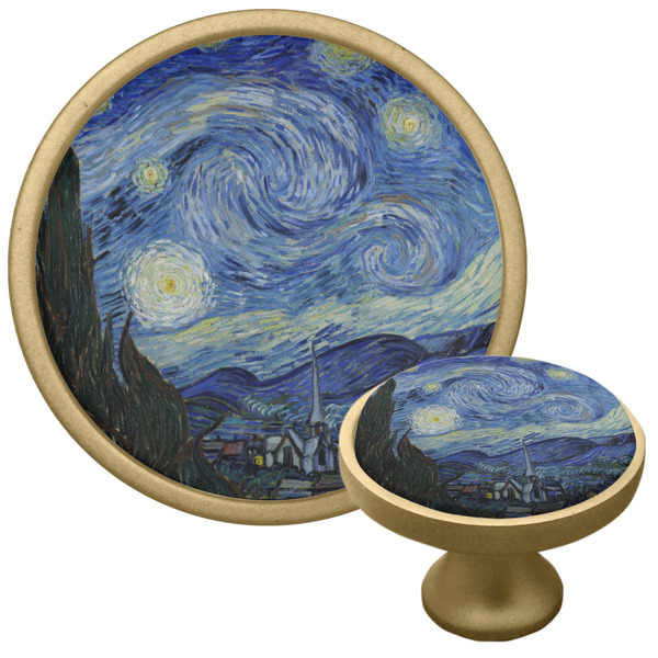 Custom The Starry Night (Van Gogh 1889) Cabinet Knob - Gold
