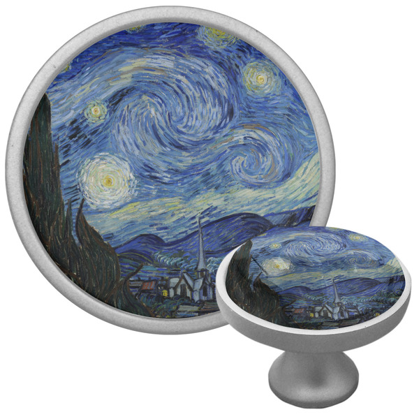 The Starry Night (Van Gogh 1889) Cabinet Knob - Nickel - Multi Angle