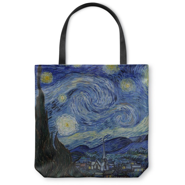 Custom The Starry Night (Van Gogh 1889) Canvas Tote Bag - Small - 13"x13"