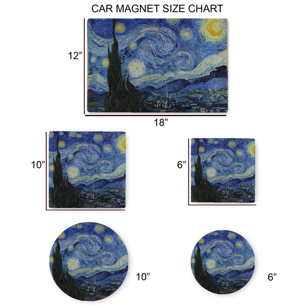 The Starry Night (Van Gogh 1889) Car Magnets - SIZE CHART