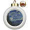 The Starry Night (Van Gogh 1889) Ceramic Christmas Ornament - Poinsettias (Front View)