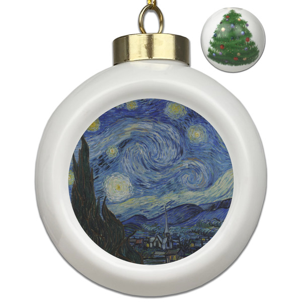 Custom The Starry Night (Van Gogh 1889) Ceramic Ball Ornament - Christmas Tree