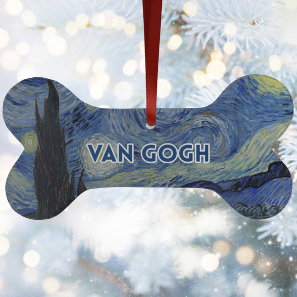 Custom The Starry Night (Van Gogh 1889) Ceramic Dog Ornament