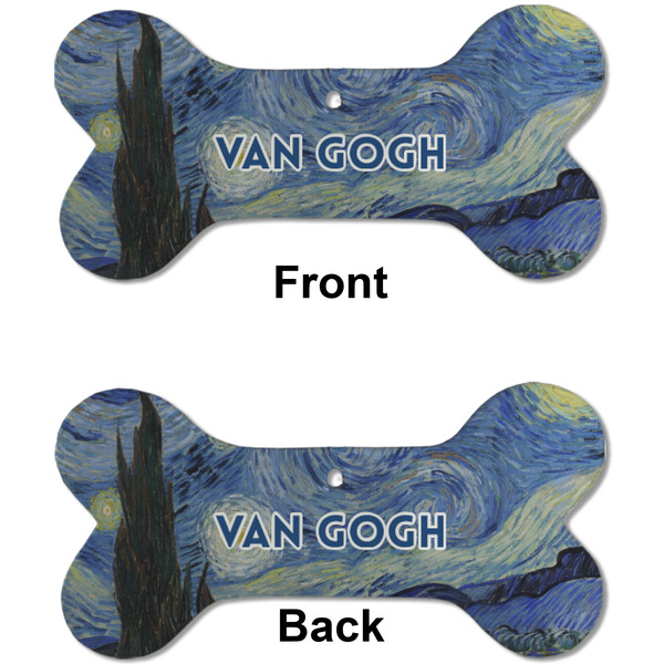 The Starry Night (Van Gogh 1889) Ceramic Flat Ornament - Bone Front & Back (APPROVAL)