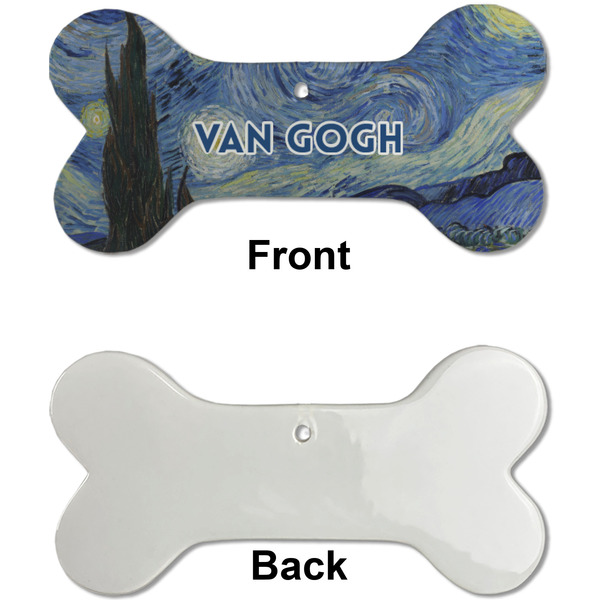 The Starry Night (Van Gogh 1889) Ceramic Flat Ornament - Bone Front & Back Single Print (APPROVAL)