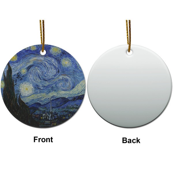The Starry Night (Van Gogh 1889) Ceramic Flat Ornament - Circle Front & Back (APPROVAL)